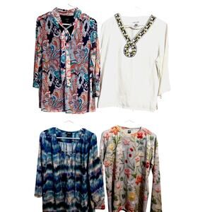 Women's Large 12 14 Tops Shirts Blouses Wholesale Bulk Lot of 4 L